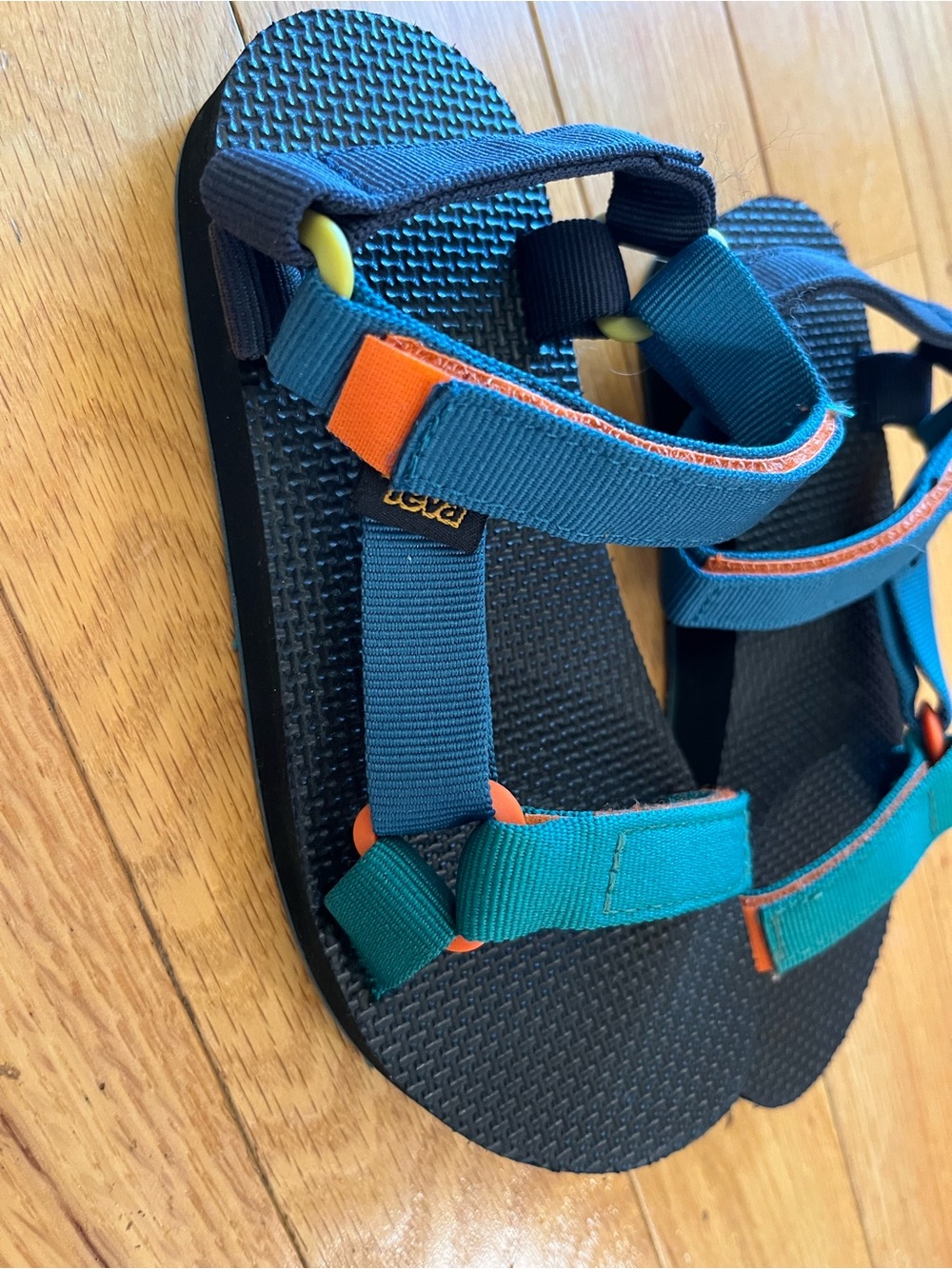 Teva Teal blue and Orange Kids Sandals with Yellow Accents Sz 2 shoes